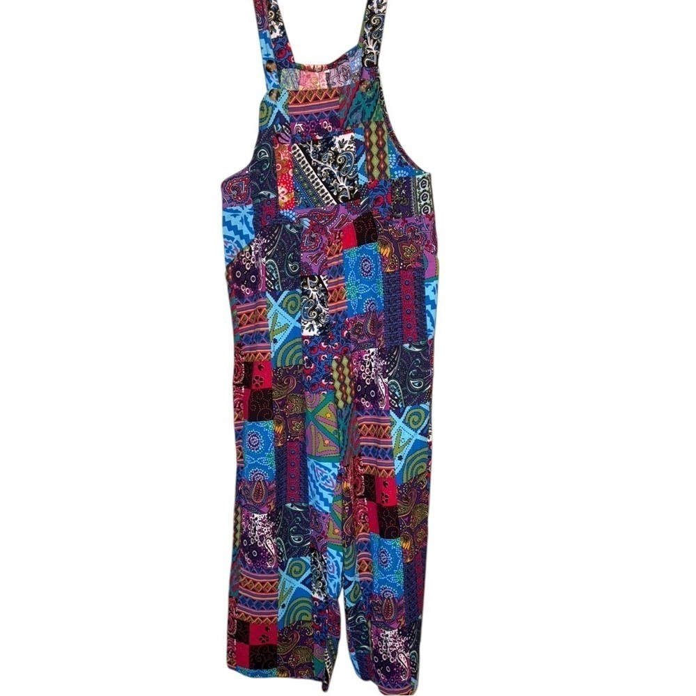 Hippie Boho Kantha Patchwork Multi Color Jumpsuit, Overalls, Bohemian Romper - Picture 2 of 16